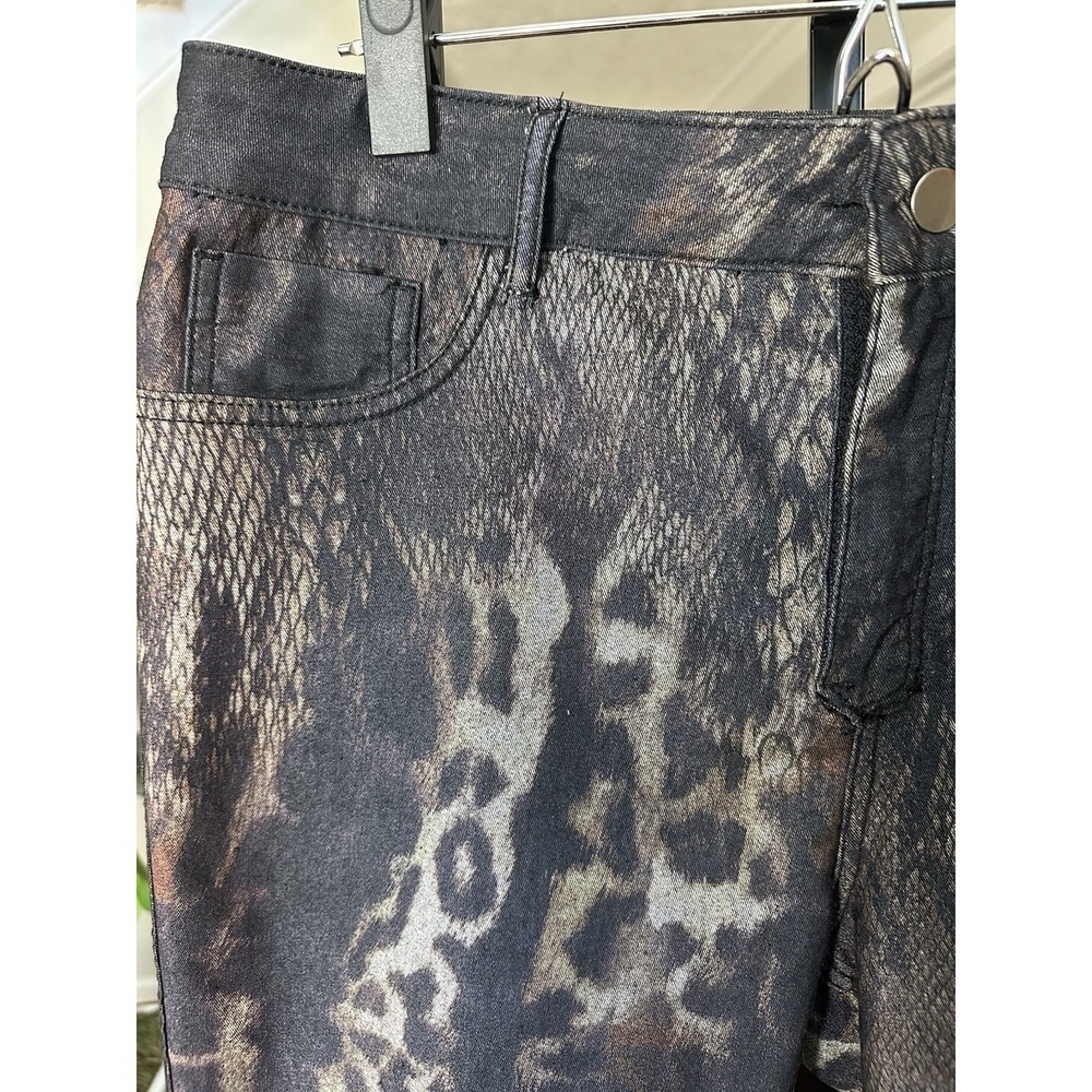Frank Lyman Reversible Jeans Women's XL Animal Print Snake Leopard Pants Stretch - Picture 3 of 7